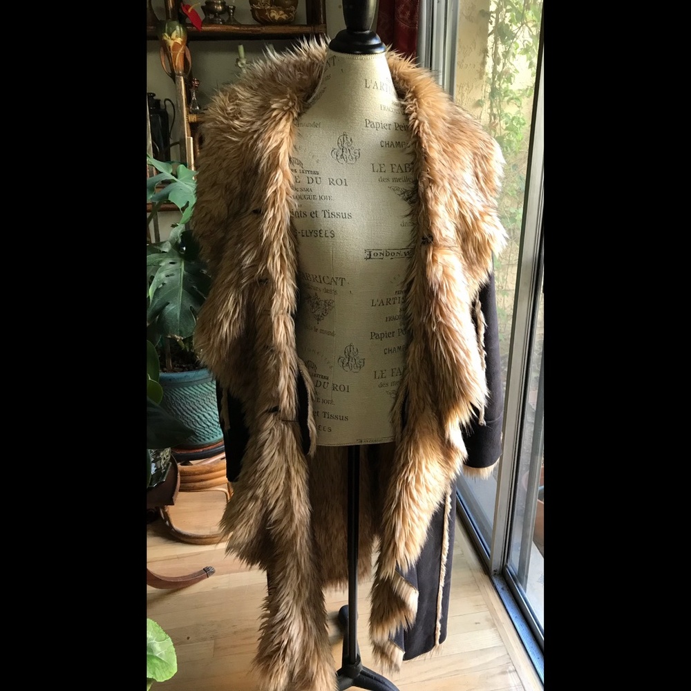 DONNA SALYERS FABULOUS (FAUX) FURS Penny Lane Chocolate Brown Coat Sz XS - Picture 3 of 10